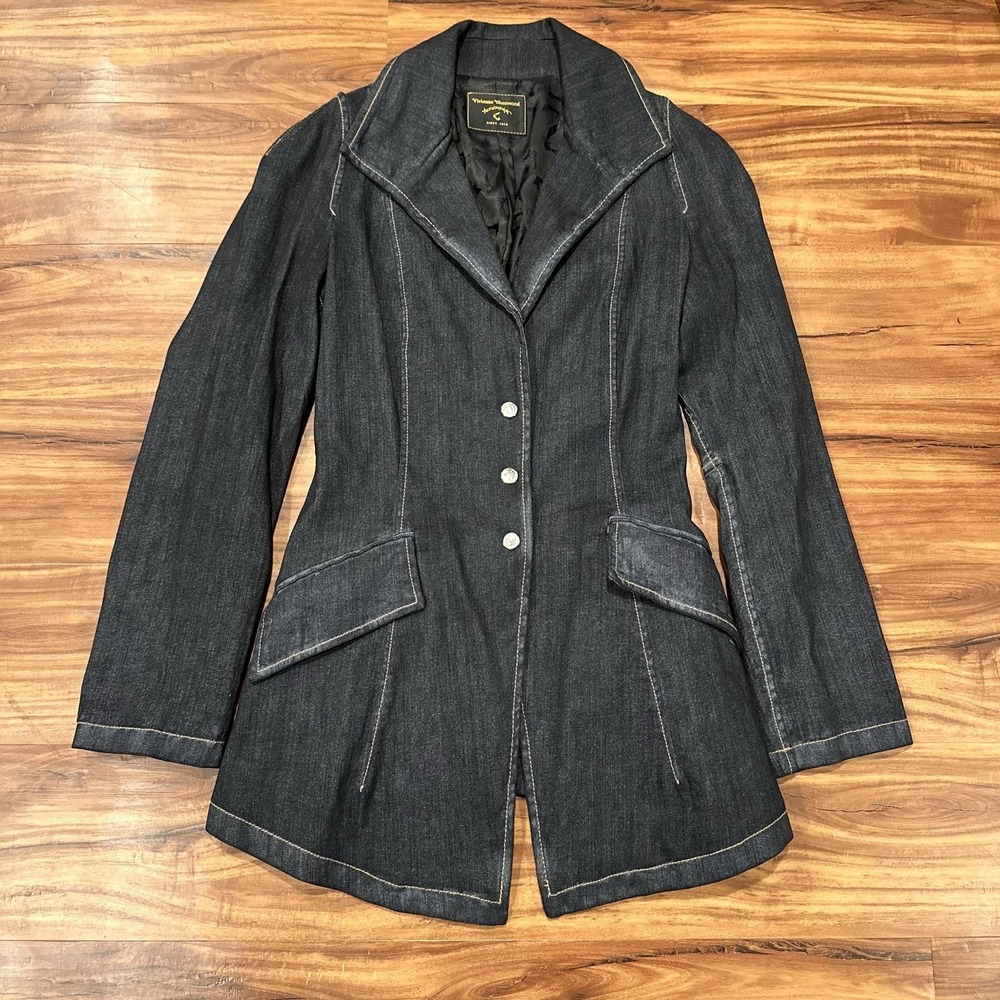 Vivienne Westwood Blazer Womens 8 Blue Denim Single Breasted Tailored Jacket